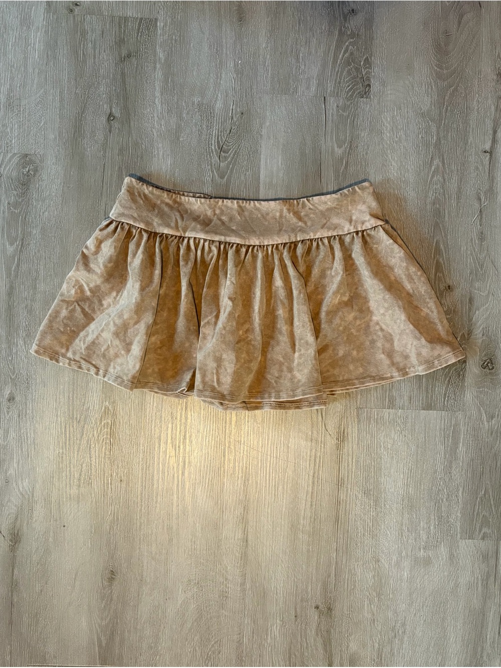 Mini Ruffle brown acid wash skirt/short